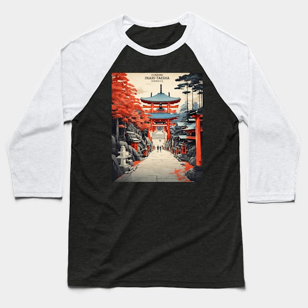 Fushimi Inari Shrine Japan Vintage Poster Tourism Baseball T-Shirt by TravelersGems